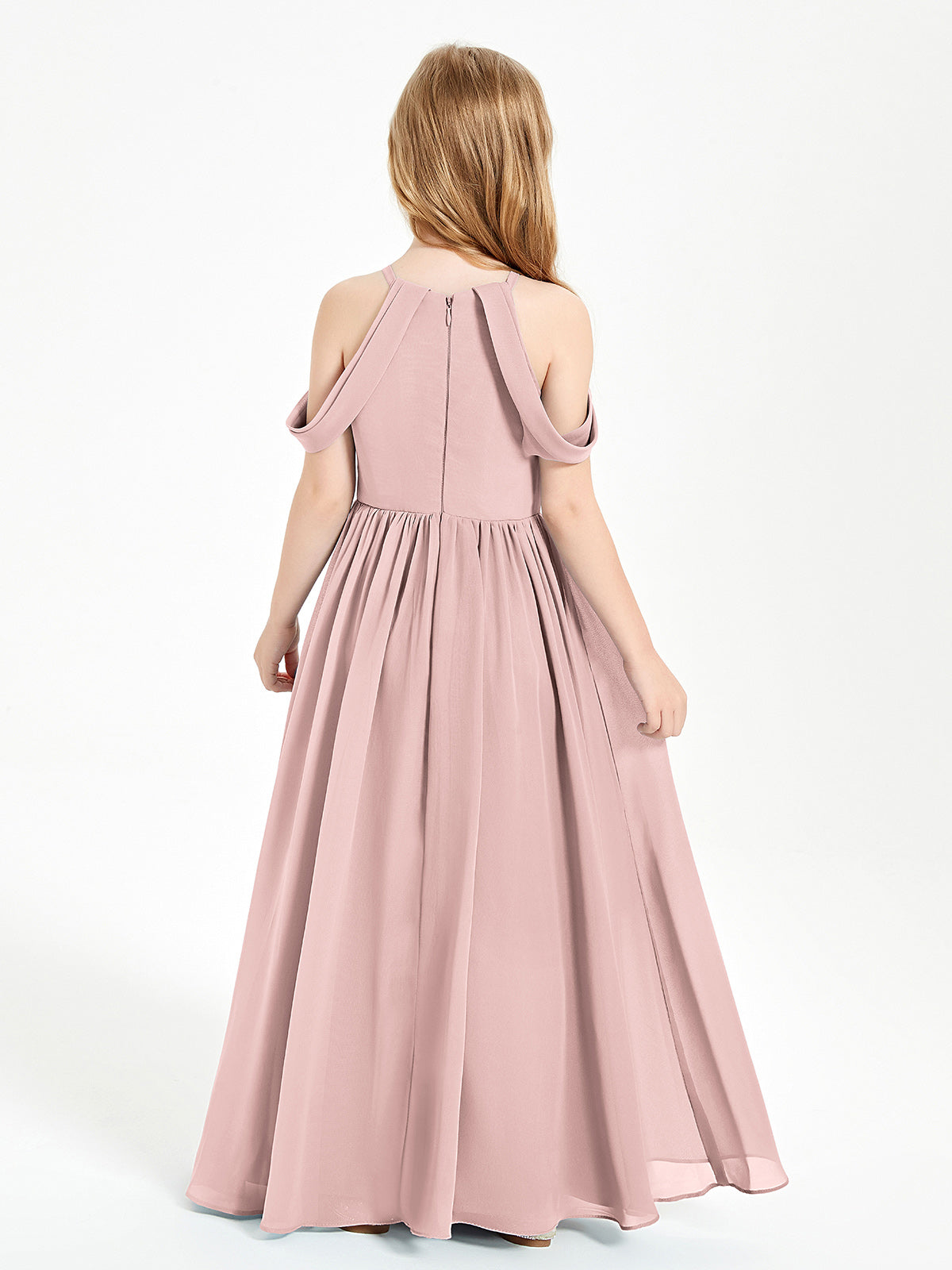 Dreamy Off the Shoulder Bridesmaid Gown for Junior Dusty Rose